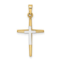 14k Two-tone Polished Solid Double Cross Pendant