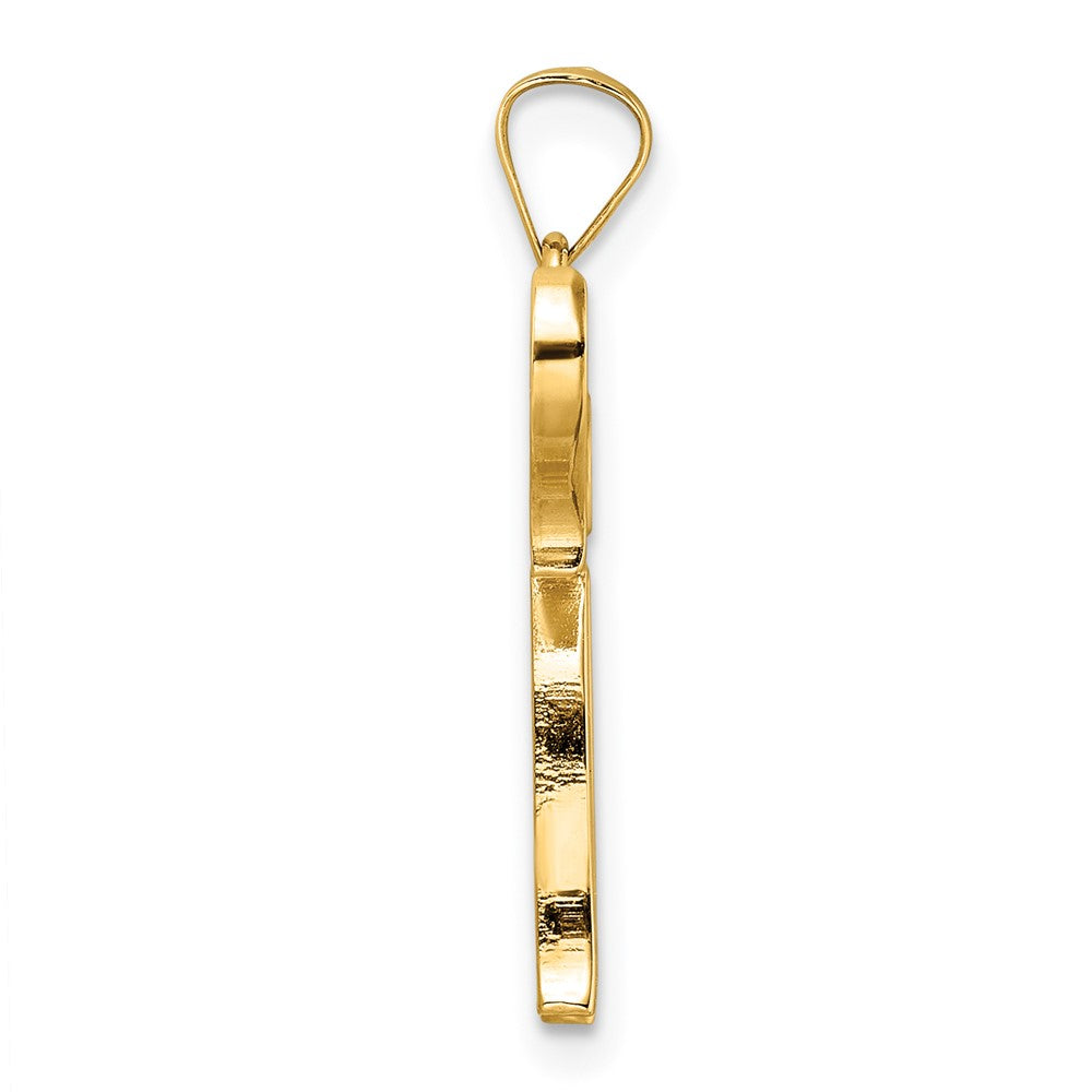 14k Polished and Textured Solid Chai Symbol Pendant