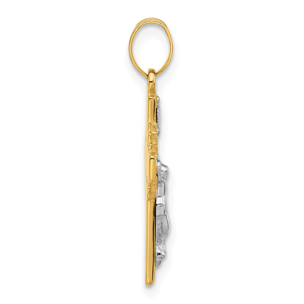 14k Two-Tone Hollow INRI Crucifix Pendent