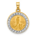 14k with Rhodium Satin and Polished St Anthony Medal Round Pendant