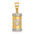 14k with White Rhodium Polished Mezuzah Pendant