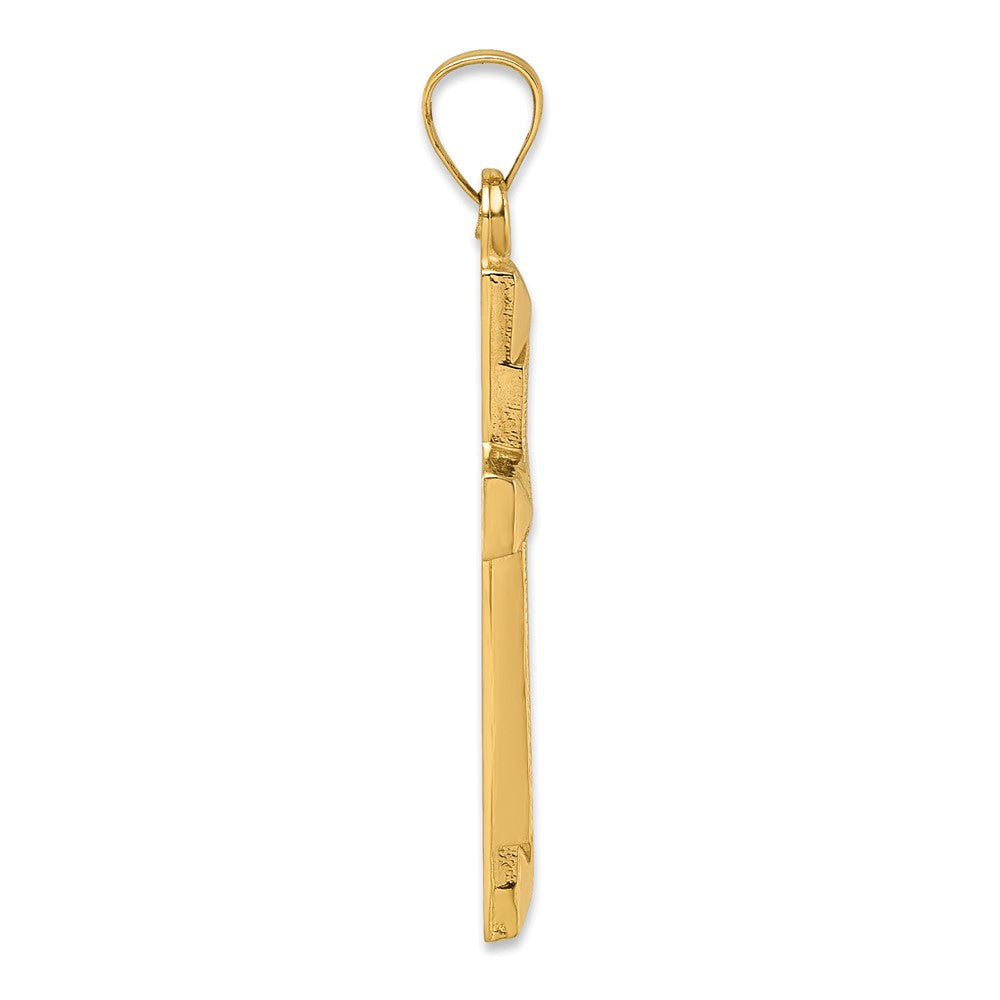14k Polished And Textured Cross Pendant