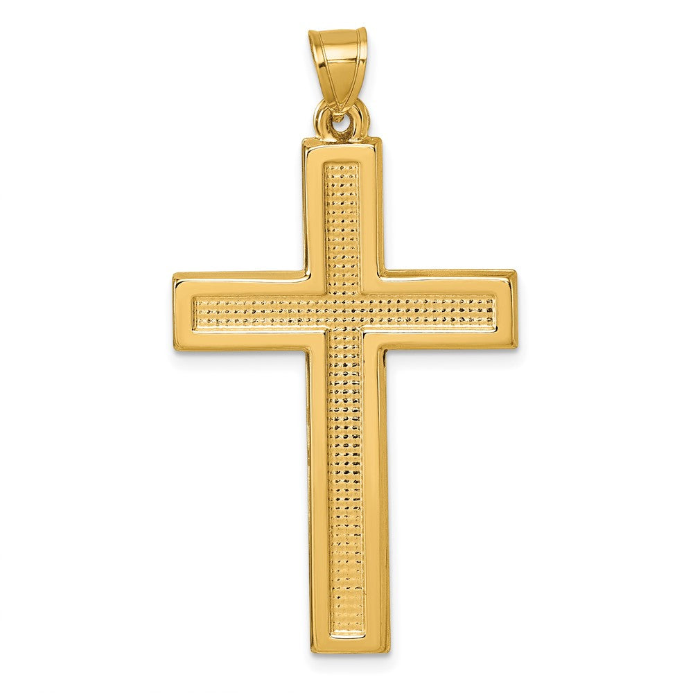 14k Polished And Textured Cross Pendant
