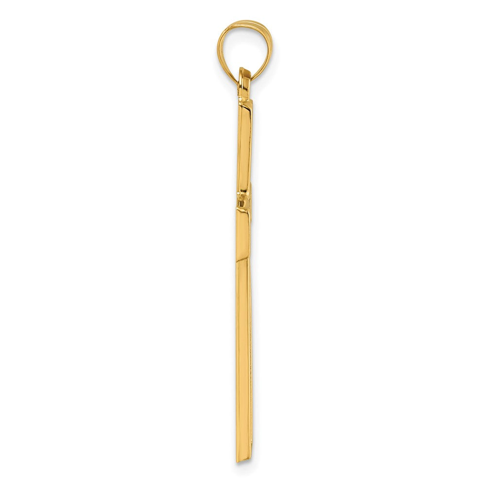 14k with White Rhodium Polished Religious Cross Pendant