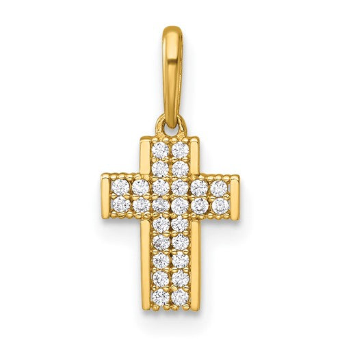 14k Polished CZ Latin Cross Pendant