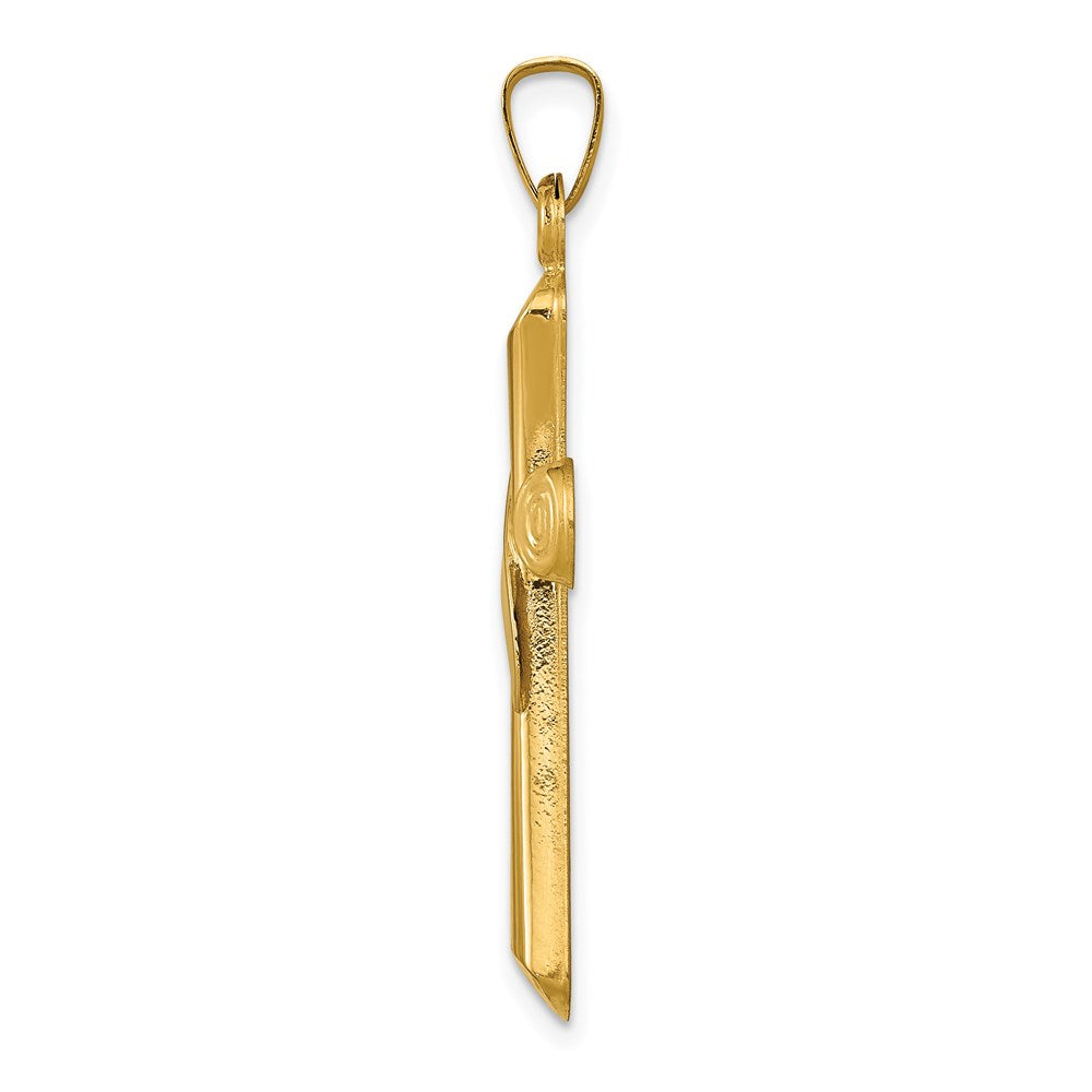 14K Two-Tone Hollow Cross w/Drape Pendant