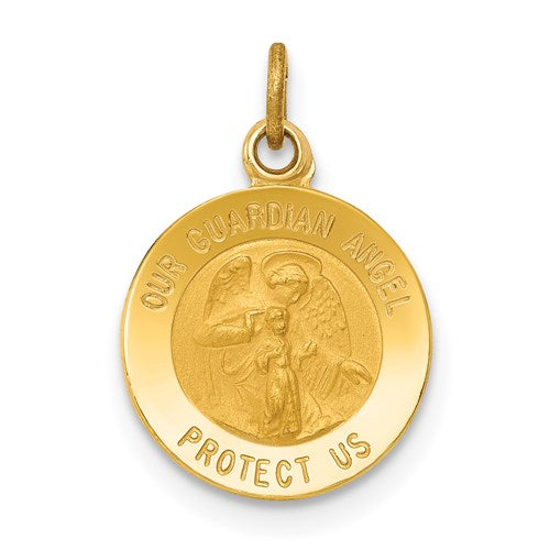 14k Guardian Angel Medal Charm