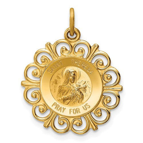 14k Saint Theresa Medal Charm
