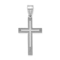 14k White Laser Etched Cross Charm