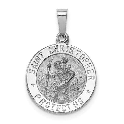 14k White Gold Saint Christopher Medal Charm