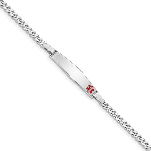 Sterling Silver Rhodium-plated Medical ID Curb Link Bracelet