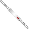 Sterling Silver Rhodium-plated Medical ID Figaro Link Bracelet