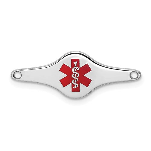 Sterling Silver Rhodium-plated Medical ID Plate