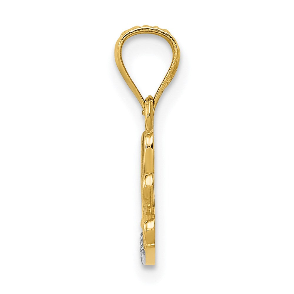 14k w/Rhodium Diamond-cut LOVE Pendant