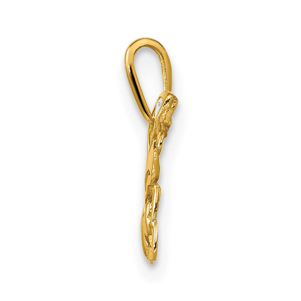 14k Polished CZ Butterfly Pendant