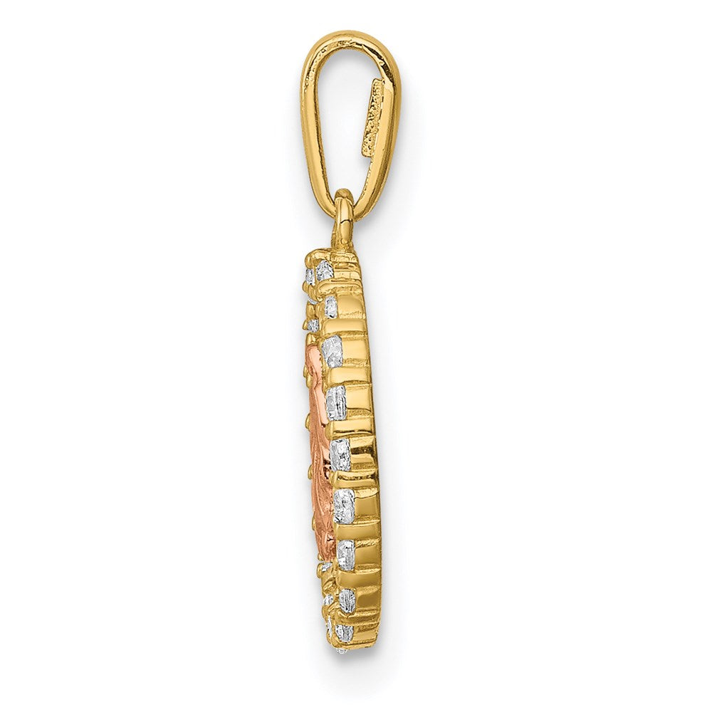 14K Two-tone Our Lady of Guadalupe CZ Pendant