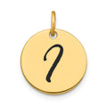 14k Polished Black Enamel Letter I Initial Disk Charm