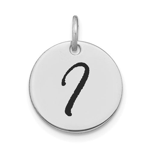 14kw Polished Black Enamel Letter I Initial Disk Charm