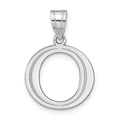 14kw Polished Etched Letter O Initial Pendant