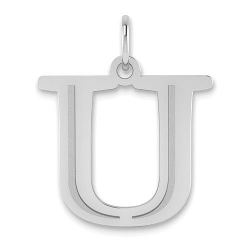 14kw Polished Etched Letter U Initial Pendant