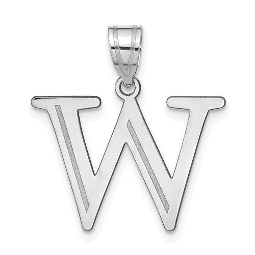 14kw Polished Etched Letter W Initial Pendant
