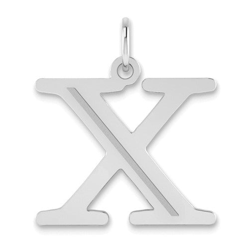14kw Polished Etched Letter X Initial Pendant