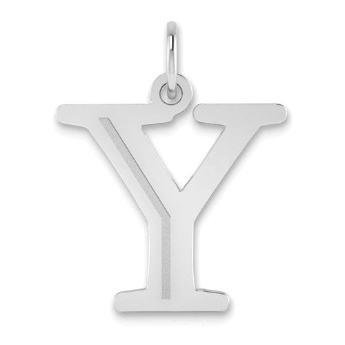 14kw Polished Etched Letter Y Initial Pendant