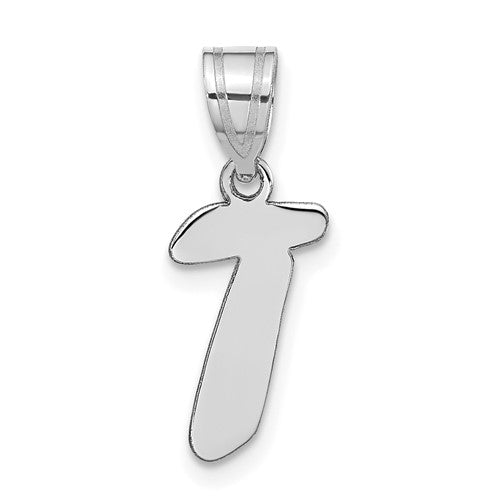 14kw Polished Script Letter T Initial Pendant