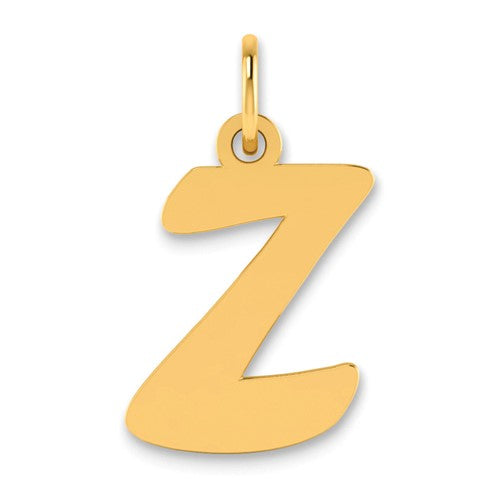 14k Polished Script Letter Z Initial Pendant