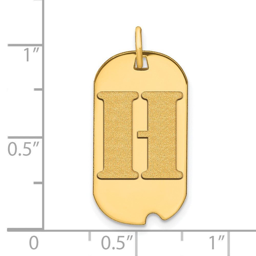 14k Polished Letter H Initial Dog Tag Pendant