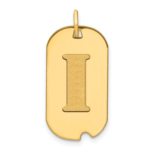 14k Polished Letter I Initial Dog Tag Pendant