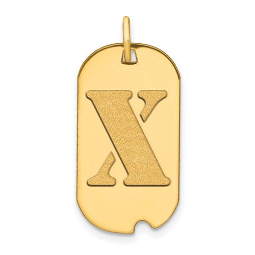 14k Polished Letter X Initial Dog Tag Pendant