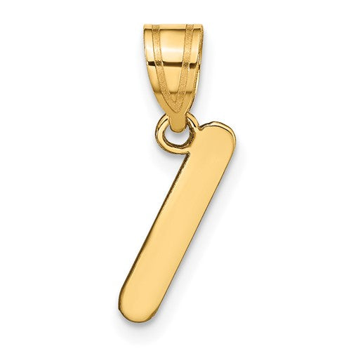 14k Polished Bubble Letter I Initial Pendant