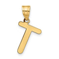 14k Polished Bubble Letter T Initial Pendant