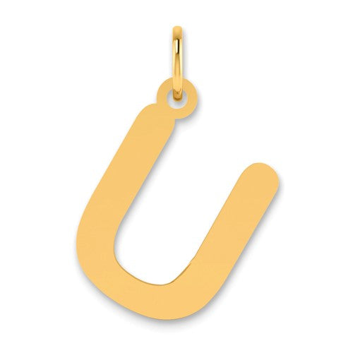 14k Polished Bubble Letter U Initial Pendant
