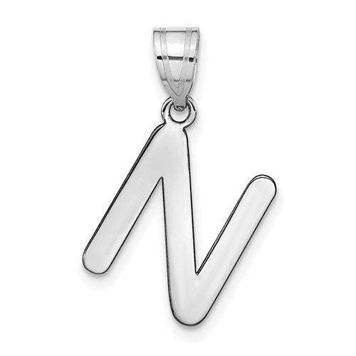 14kw Polished Bubble Letter N Initial Pendant