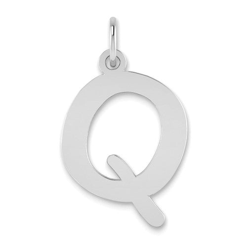 14kw Polished Bubble Letter Q Initial Pendant