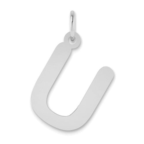 14kw Polished Bubble Letter U Initial Pendant