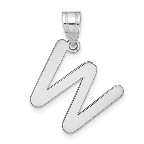 14kw Polished Bubble Letter W Initial Pendant