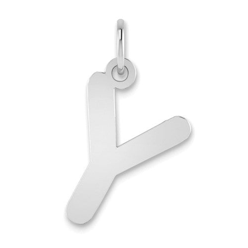 14kw Polished Bubble Letter Y Initial Pendant