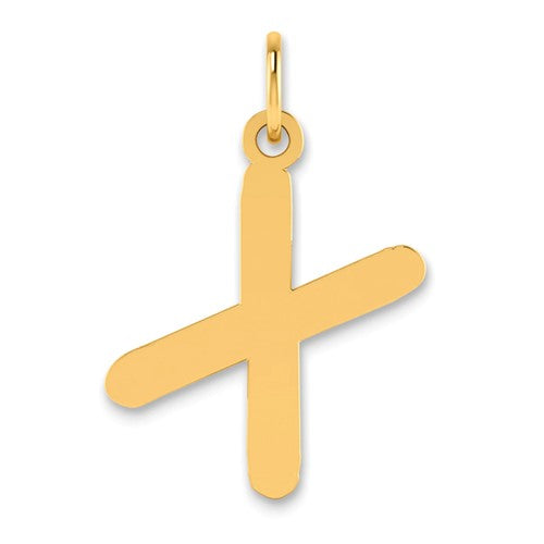 14k Polished Bubble Letter X Initial Pendant