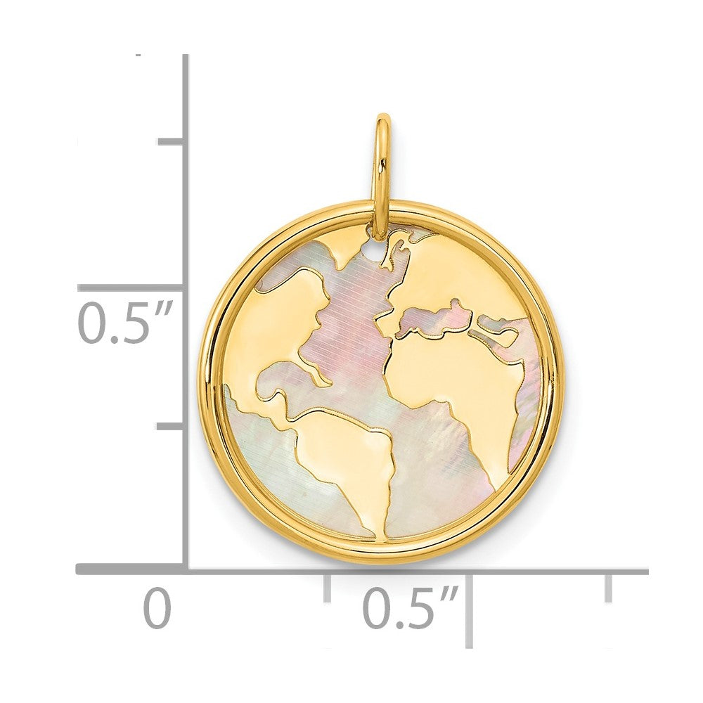 14K Polished Mother of Pearl Earth Pendant