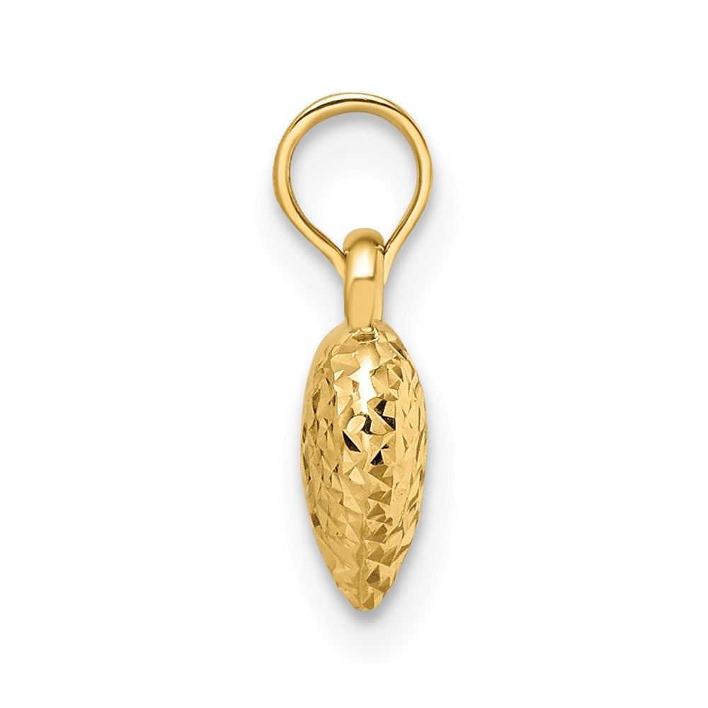 14k Polished Diamond-cut Small Puffed Heart Pendant