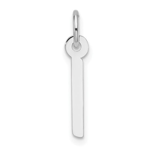 14K White Gold  Slanted Block Letter I Initial Charm
