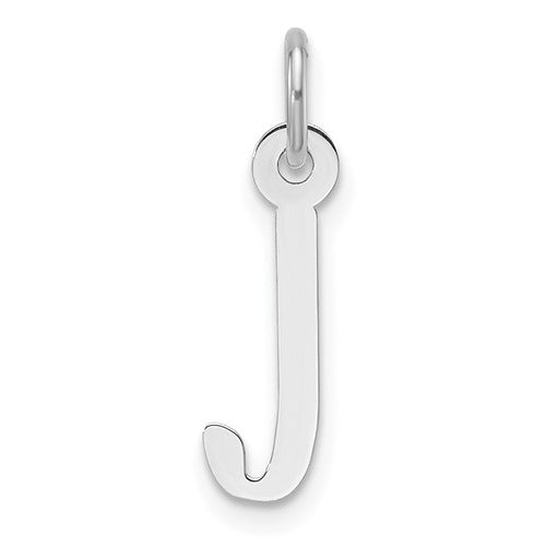 14K White Gold  Slanted Block Letter J Initial Charm