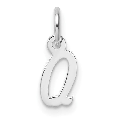 14k White Gold Small Script Letter Q Initial Charm