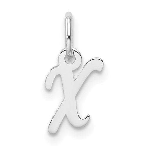 14k White Gold Small Script Letter X Initial Charm