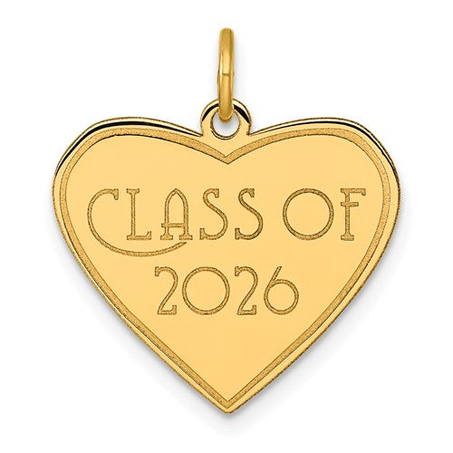 14k Polished Class of 2026 Heart Charm
