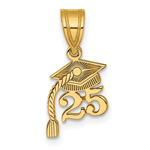14K Graduation Cap 25 w/ Dangling Tassle Charm