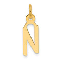 14K  Slanted Block Letter N Initial Charm